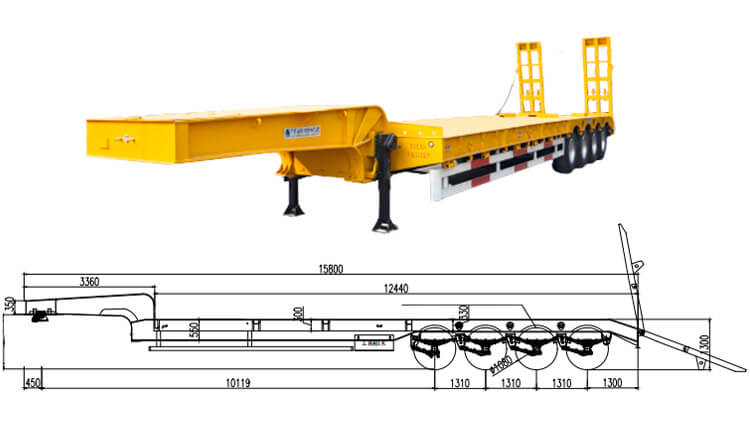 100 Ton Low Bed Semi Trailer - 4 Axle Low Bed Trailer for Sale in Congo