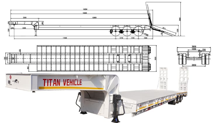 3 Axle Lowbed / Semi Low Bed Trailer Truck Price for Sale in RD Congo Banana