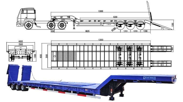 3 Axle 60 Ton Low Bed Trailer Price for Sale in Congo Kinshasa